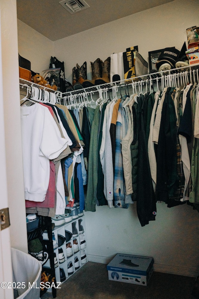 spacious closet featuring visible vents