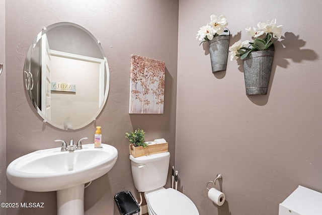 half bath featuring toilet and a sink