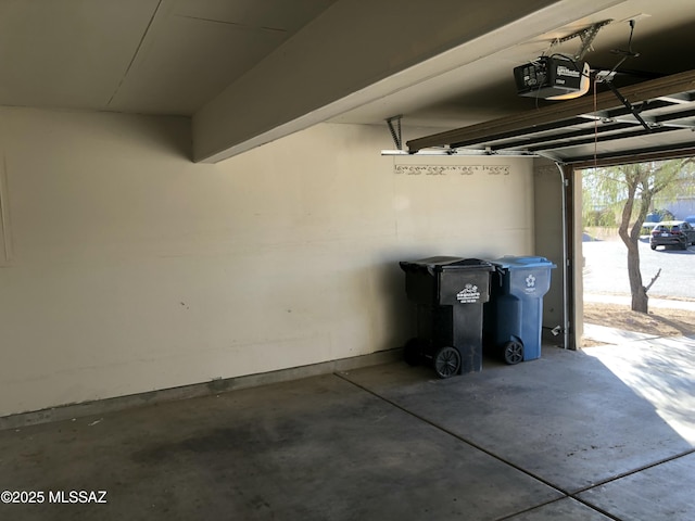 garage with a garage door opener