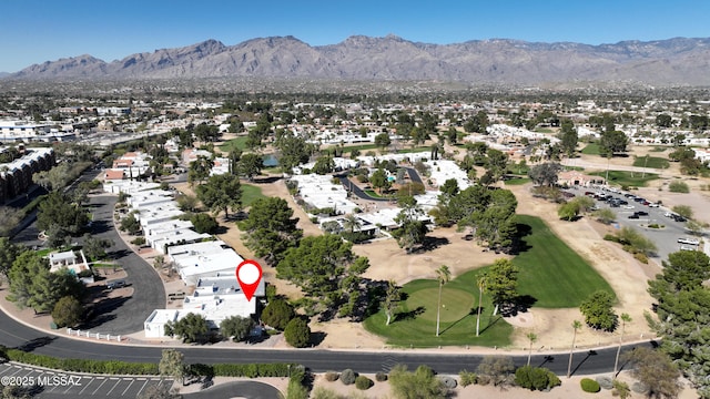 bird's eye view with a mountain view