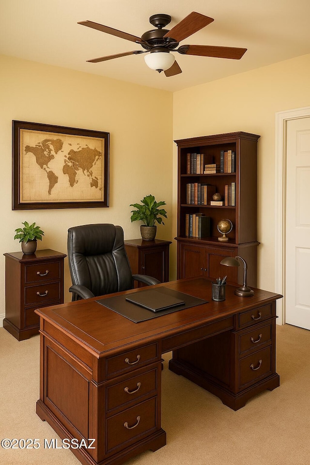 1077 Avenida Aire, Rio Rico, AZ 85648 - home office featuring light carpet and a ceiling fan