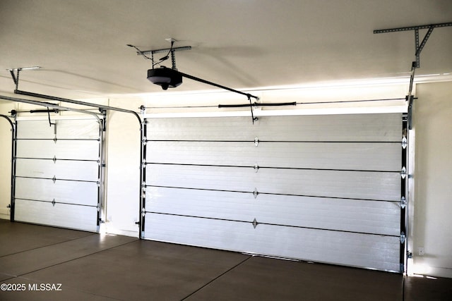 garage with a garage door opener