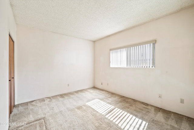 empty room with carpet floors and a textured ceiling