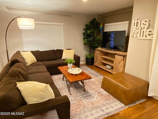 living area featuring wood finished floors