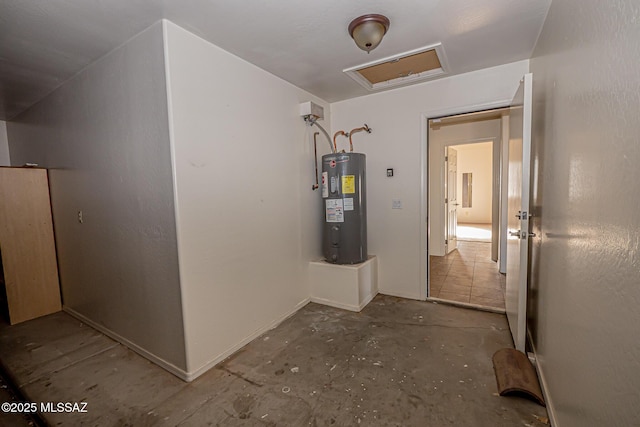 utility room featuring electric water heater