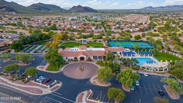 bird's eye view with a mountain view