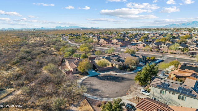 bird's eye view featuring a residential view and a mountain view