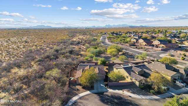 aerial view featuring a residential view and a mountain view