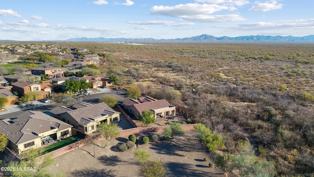 aerial view featuring a residential view and a mountain view