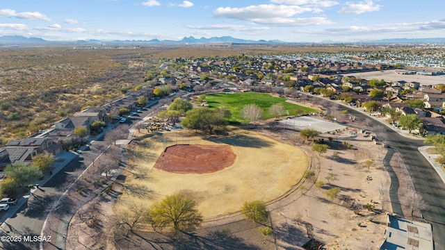 aerial view with a residential view and a mountain view