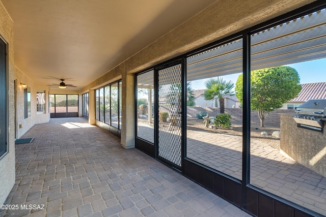 view of unfurnished sunroom