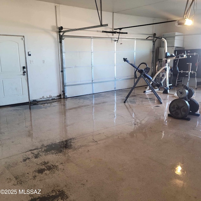 garage with a garage door opener