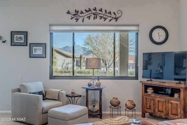 living area with baseboards