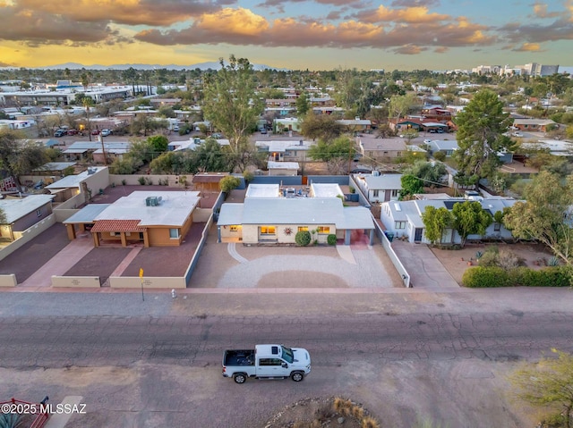 view of aerial view at dusk