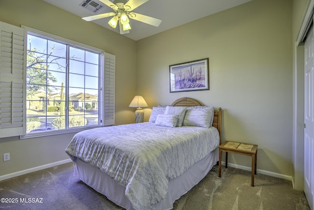 13517 N Heritage Gateway Ave, Marana, AZ 85658 - bedroom with visible vents, ceiling fan, baseboards, and carpet