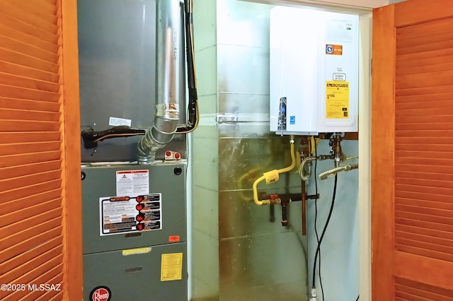 utilities with heating unit and tankless water heater