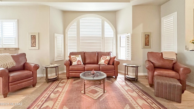 living area with baseboards