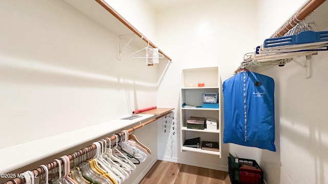 walk in closet featuring wood finished floors