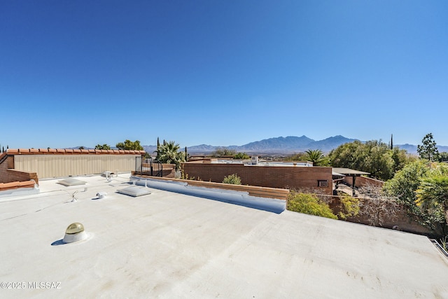 view of patio featuring a mountain view