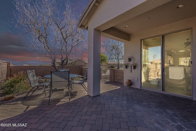 view of patio / terrace with outdoor dining area and a fenced backyard