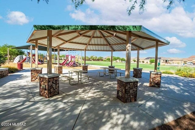 view of community with playground community and a gazebo