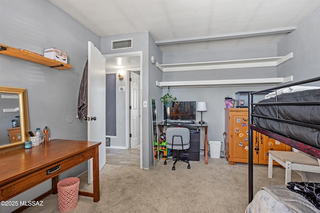 carpeted bedroom with visible vents