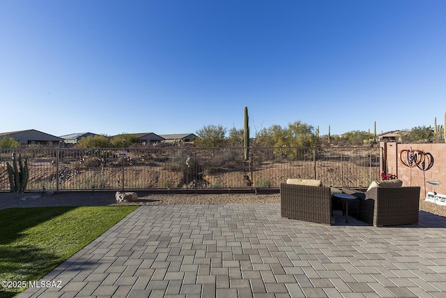 view of patio with a fenced backyard