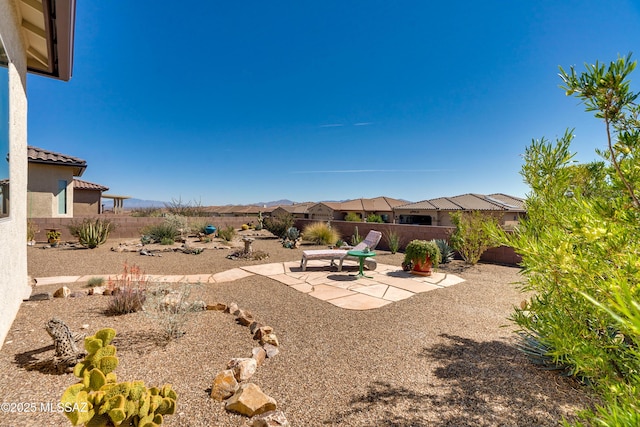 view of yard featuring a fenced backyard and a patio