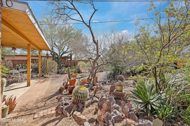 view of yard featuring a fenced backyard and a patio area