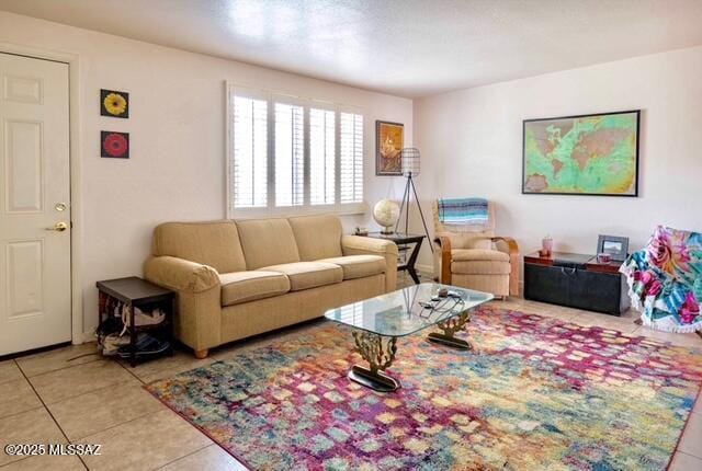 view of tiled living area