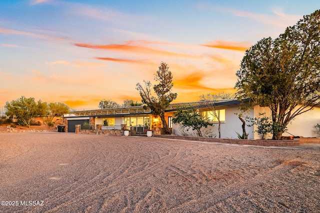 mid-century inspired home with stucco siding