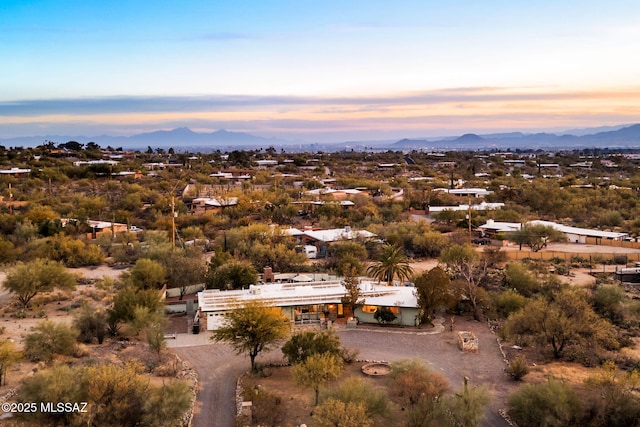 bird's eye view with a mountain view