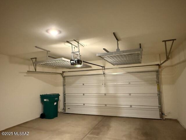 garage with a garage door opener