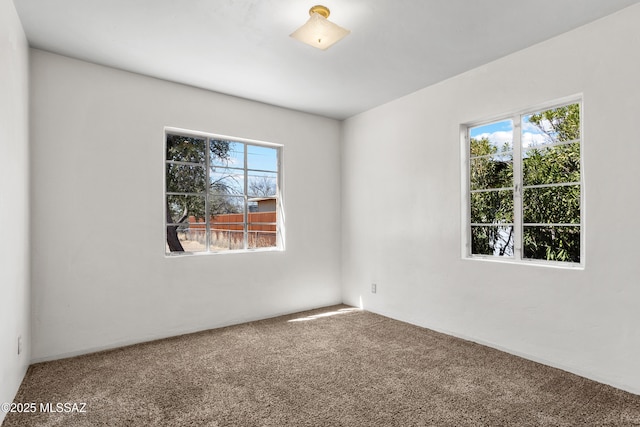 carpeted spare room featuring plenty of natural light