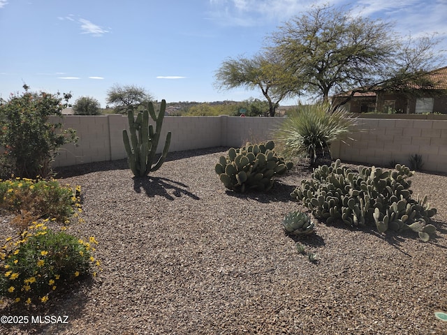 view of yard featuring a fenced backyard