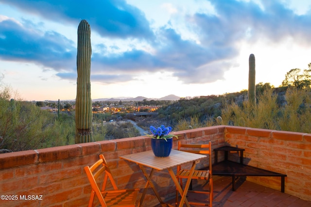 view of patio featuring a mountain view