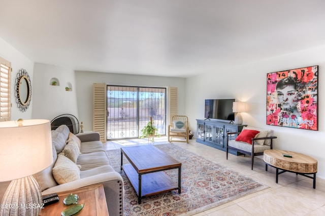 view of tiled living room