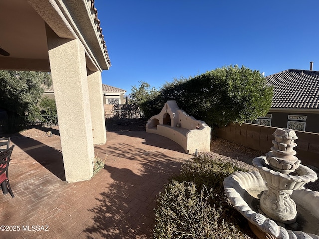 view of yard with a patio area and fence