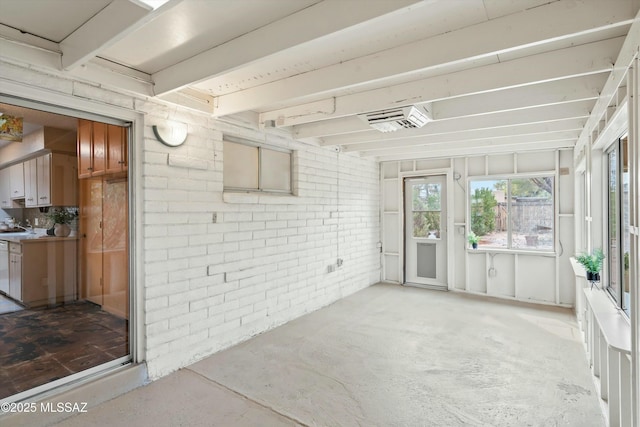 view of unfurnished sunroom