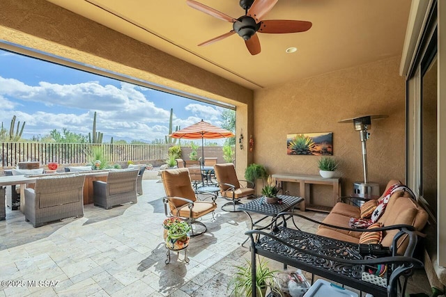 view of patio featuring fence private yard and outdoor dining space