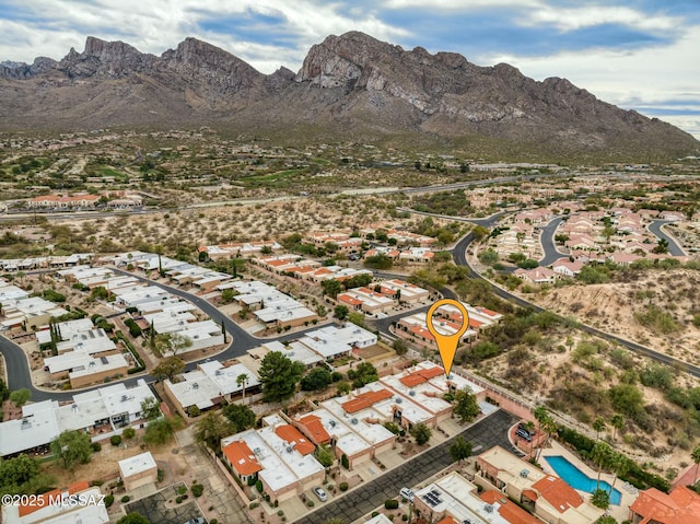 aerial view with a mountain view