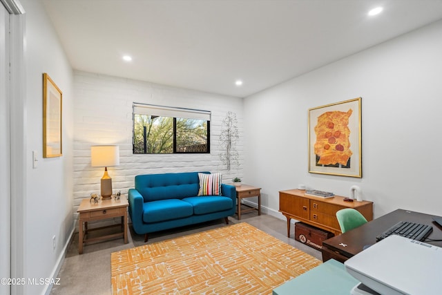 interior space featuring recessed lighting and baseboards