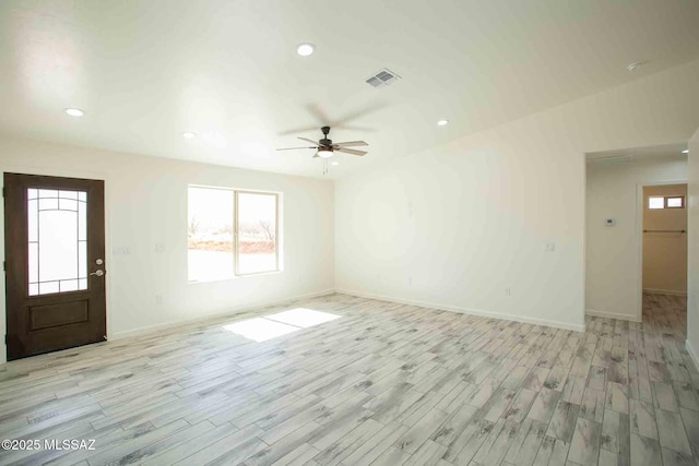 interior space featuring recessed lighting, visible vents, and light wood-style floors