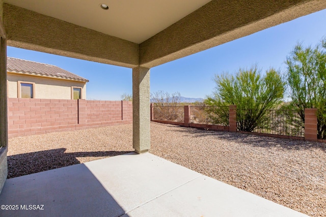 view of patio featuring a fenced backyard