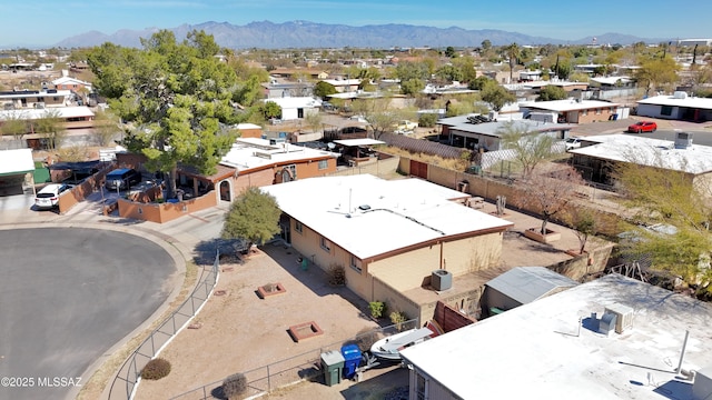 aerial view with a residential view and a mountain view