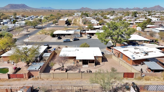 aerial view featuring a residential view and a mountain view