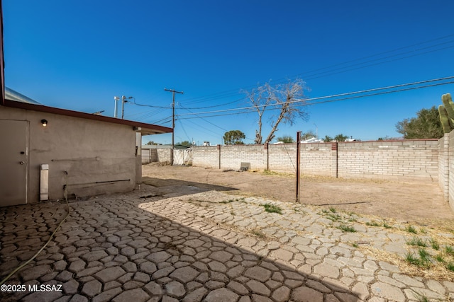 view of yard with a patio area and a fenced backyard