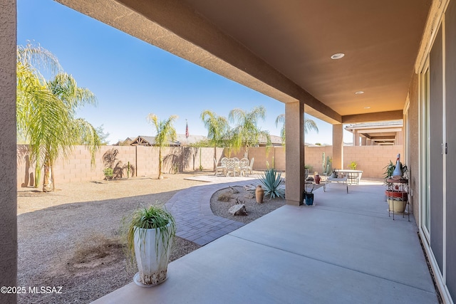 view of patio with a fenced backyard