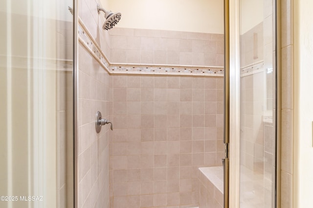 bathroom with a stall shower