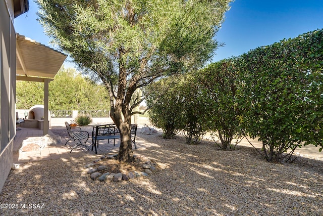 view of yard featuring a patio area and fence